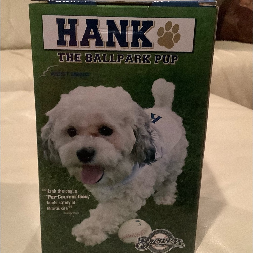 Milwaukee Brewers Hank the Ballpark Pup Bobblehead, 2014 Vintage. New in Box!